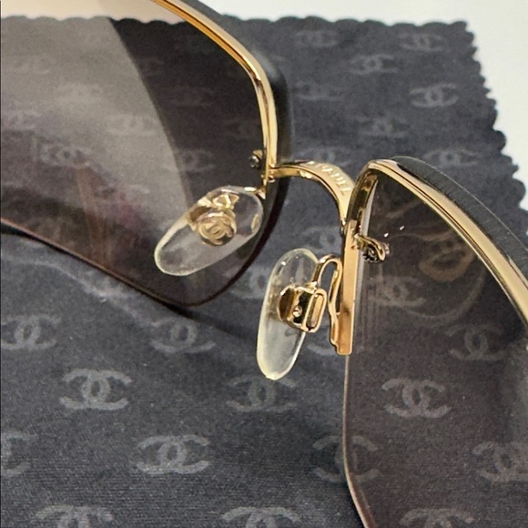Chanel Crystal Coco CC Logo Sunglasses Vintage Amber Orange Gold Y2K 4095-B Case